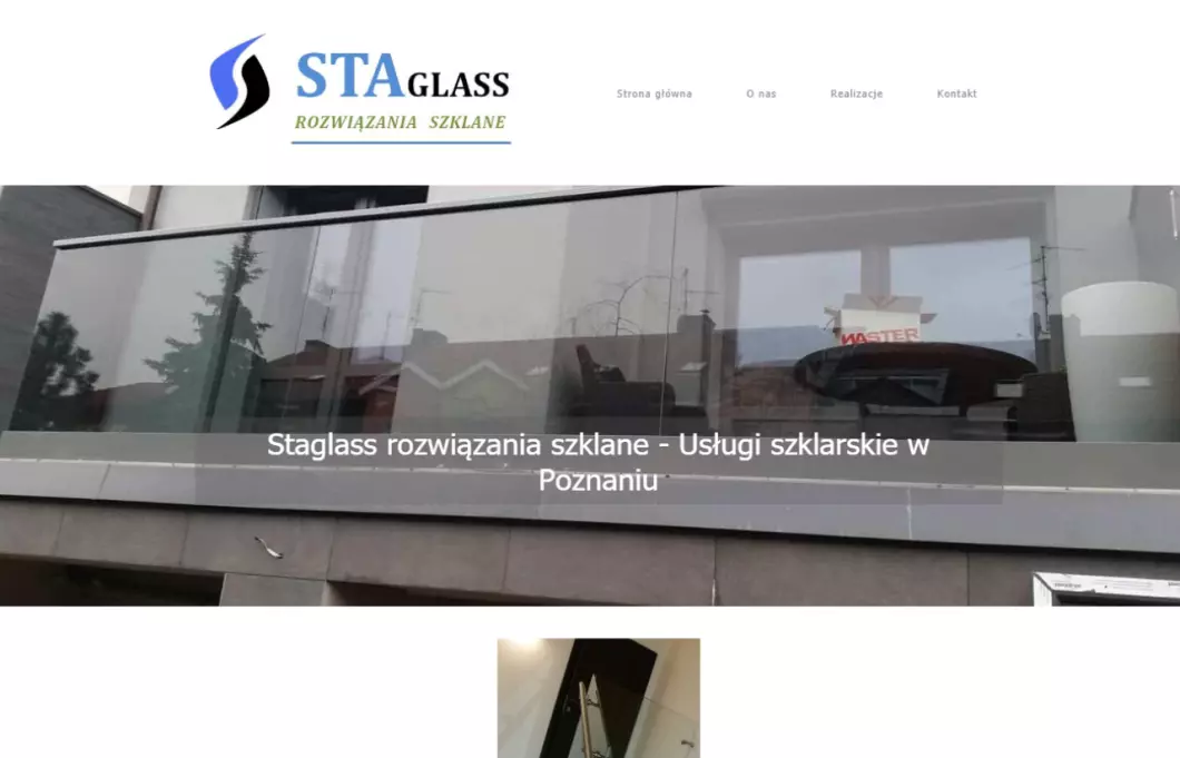 Zrzut ekranu strony firmy Usługi szklarskie Poznań | STAGLASS