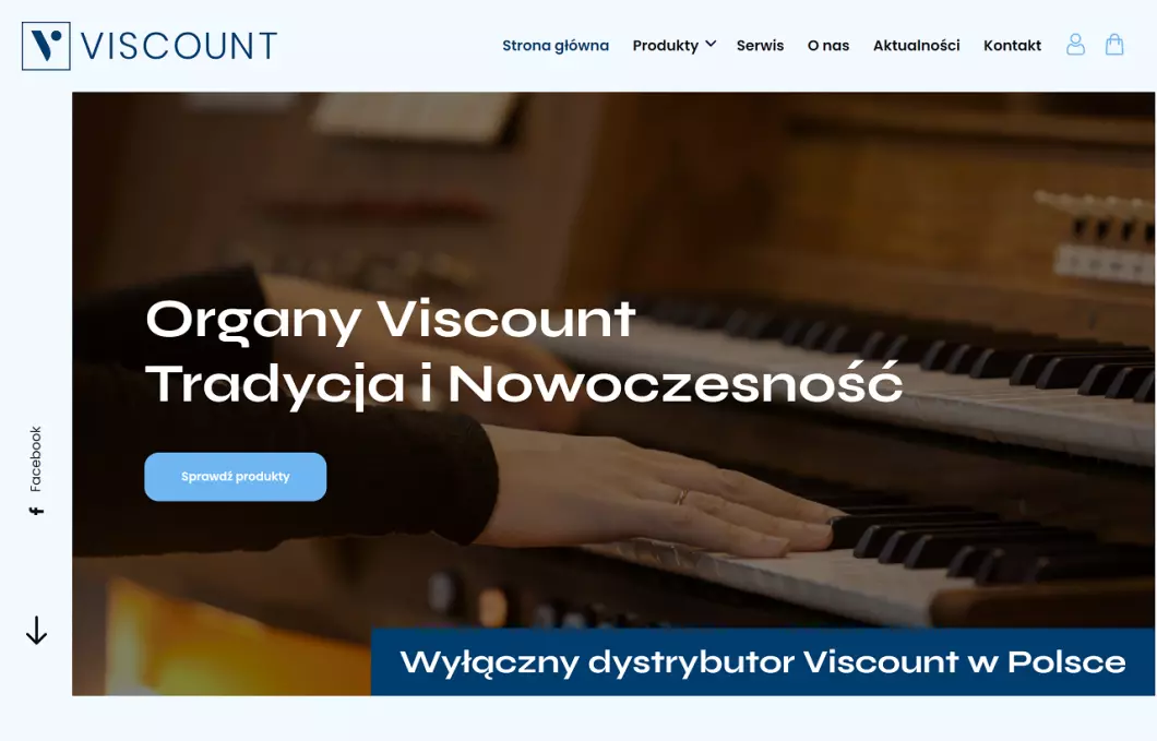 Zrzut ekranu strony firmy Organy kościelne viscount
