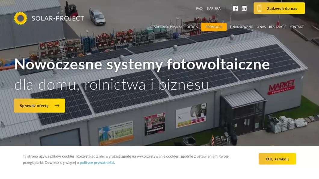 Zrzut ekranu strony firmy Solar-Project