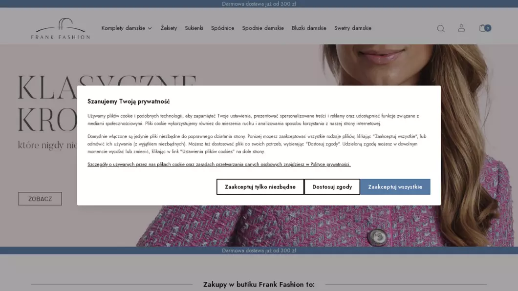 Zrzut ekranu strony firmy Odzież damska Frank Fashion