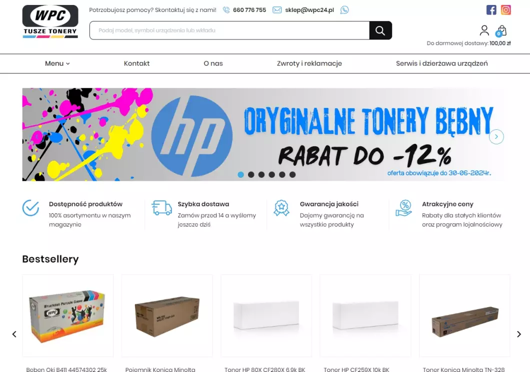 Zrzut ekranu strony firmy WPC24