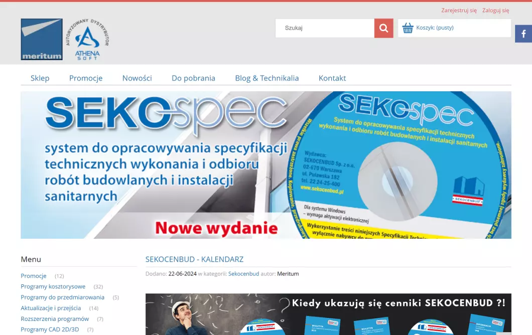Zrzut ekranu strony firmy Oprogramowanie dla budownictwa - Meritum