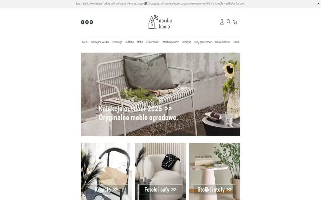 Zrzut ekranu strony firmy Nordic Home