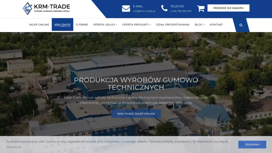 Zrzut ekranu strony firmy Wyroby gumowe - krm-trade.pl
