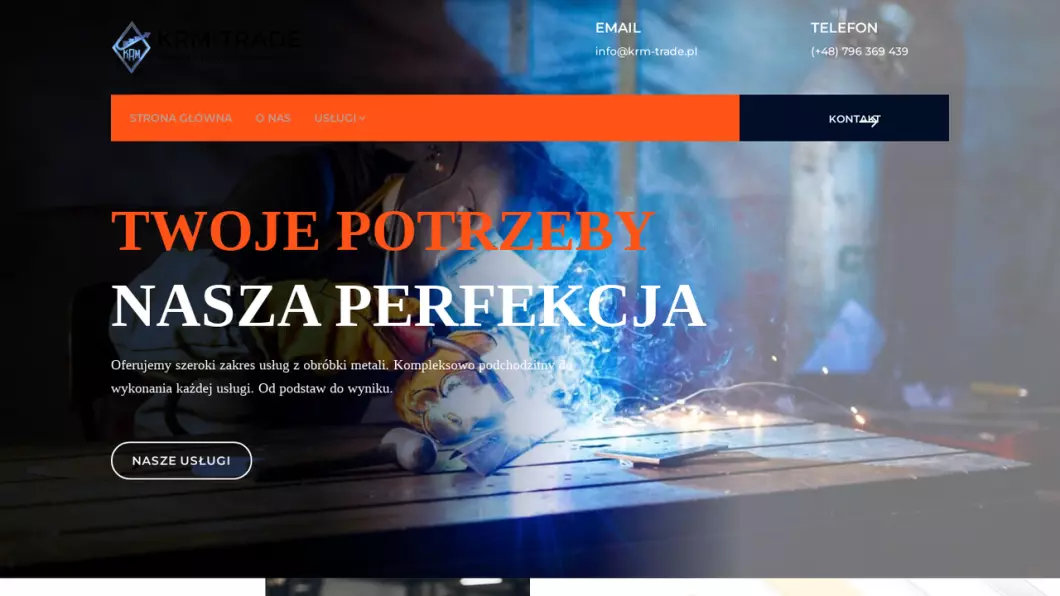 Zrzut ekranu strony firmy Zakład obróbki metali | KRM-Trade sp z o.o.