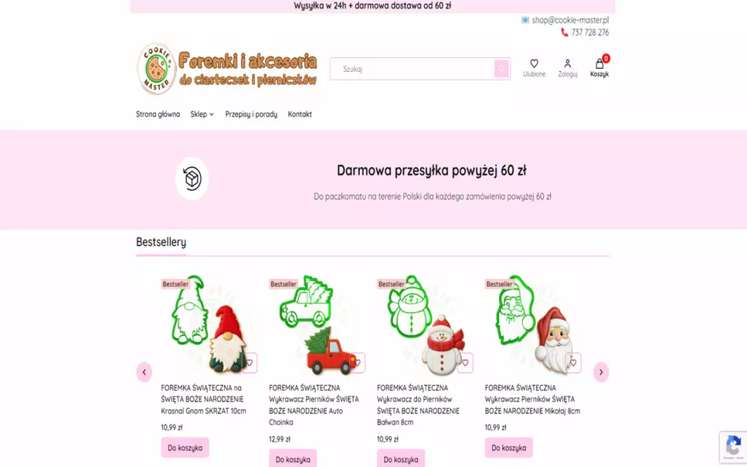 Zrzut ekranu strony firmy Cookie Master