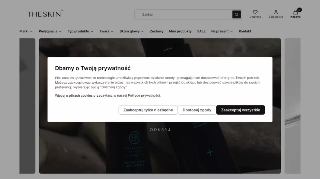 Zrzut ekranu strony firmy TheSkin