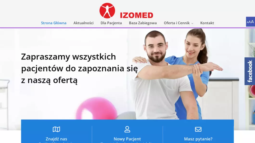Zrzut ekranu strony firmy IZOMED s.c. - Fizjoterapia Poznań