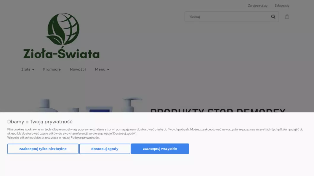 Zrzut ekranu strony firmy Zioła świata - Sklep zielarski online
