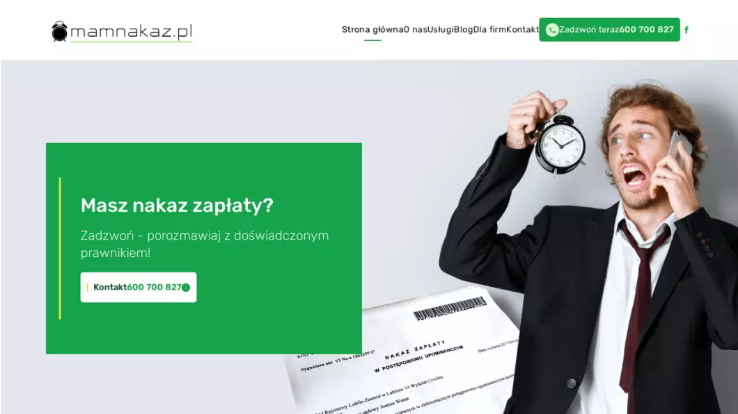 Zrzut ekranu strony firmy Mamnakaz.pl