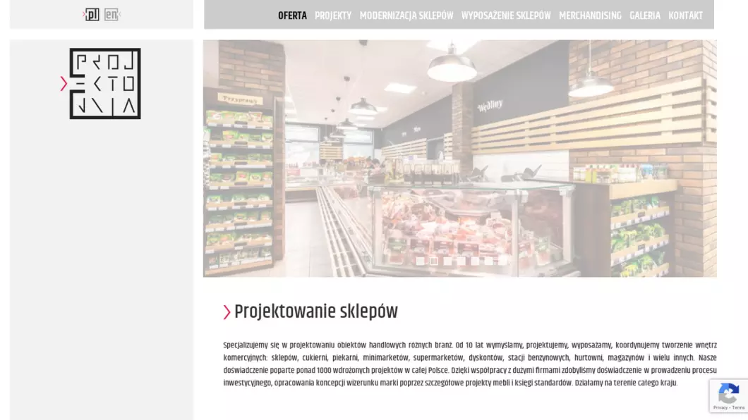 Zrzut ekranu strony firmy Bartek Michalik - Projekty sklepów