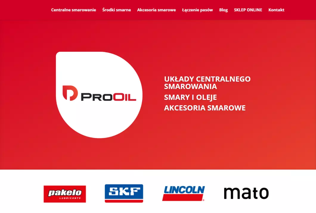 Zrzut ekranu strony firmy Prooil - centralne smarowanie
