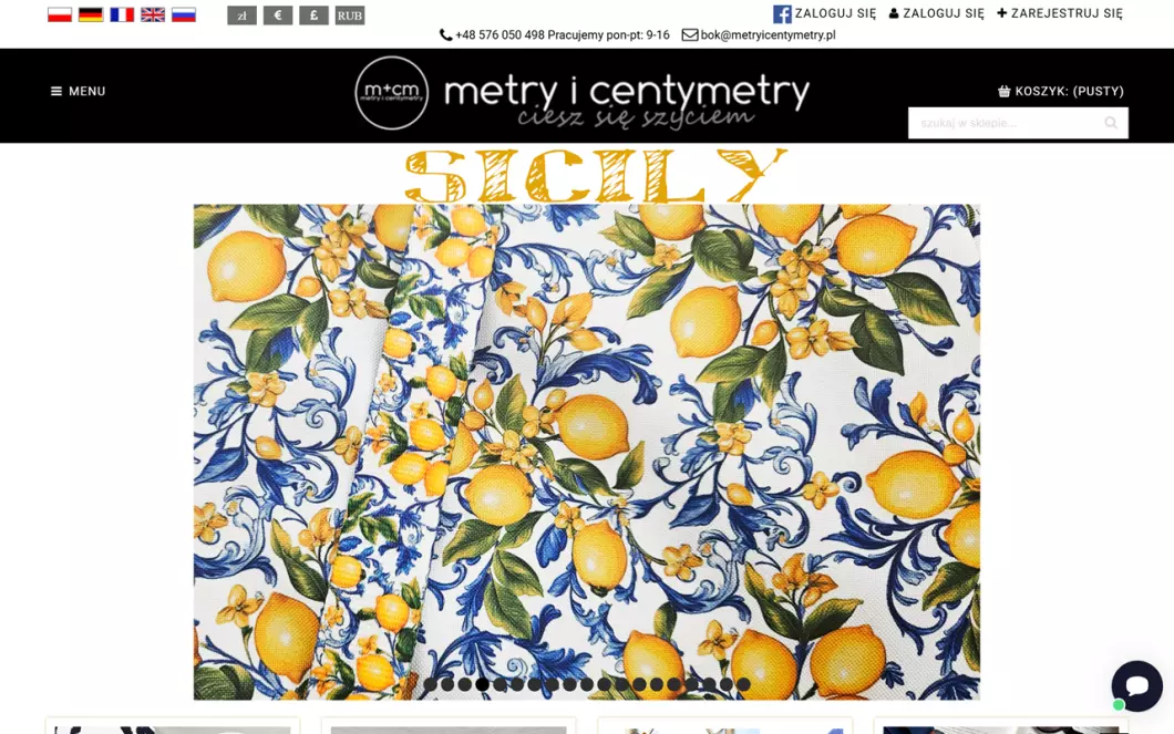 Zrzut ekranu strony firmy Metry i Centymetry