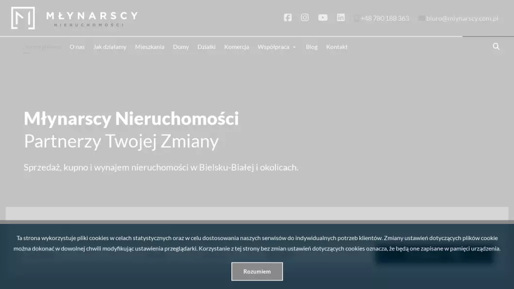 Zrzut ekranu strony firmy Biuro nieruchomości MŁYNARSCY
