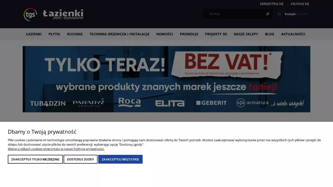 Zrzut ekranu strony firmy Salon łazienek i płytek TGS Śląsk