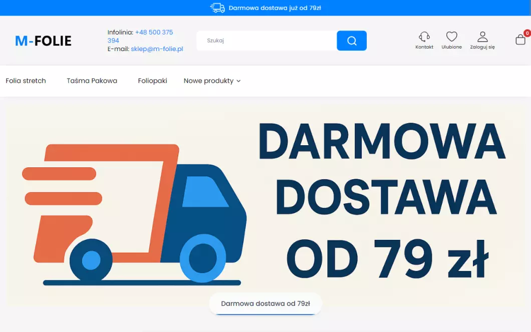 Zrzut ekranu strony firmy M-FOLIE.PL - folie i taśmy