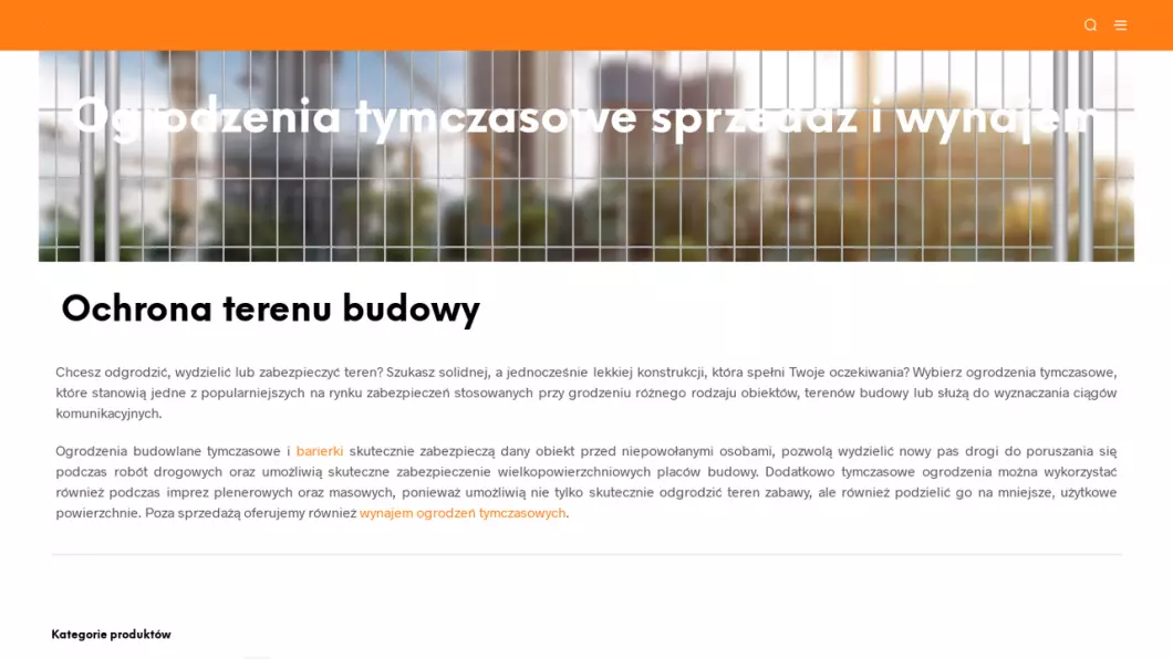Zrzut ekranu strony firmy Easy Fence