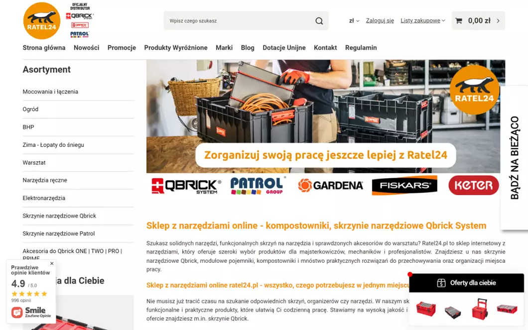 Zrzut ekranu strony firmy Ratel24.pl