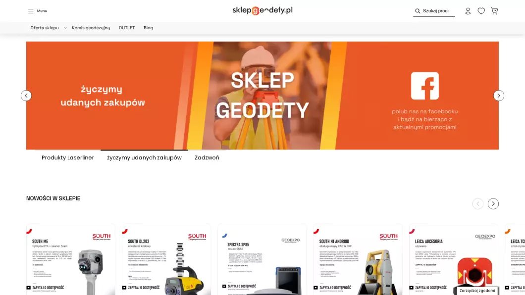 Zrzut ekranu strony firmy Sklep Geodety