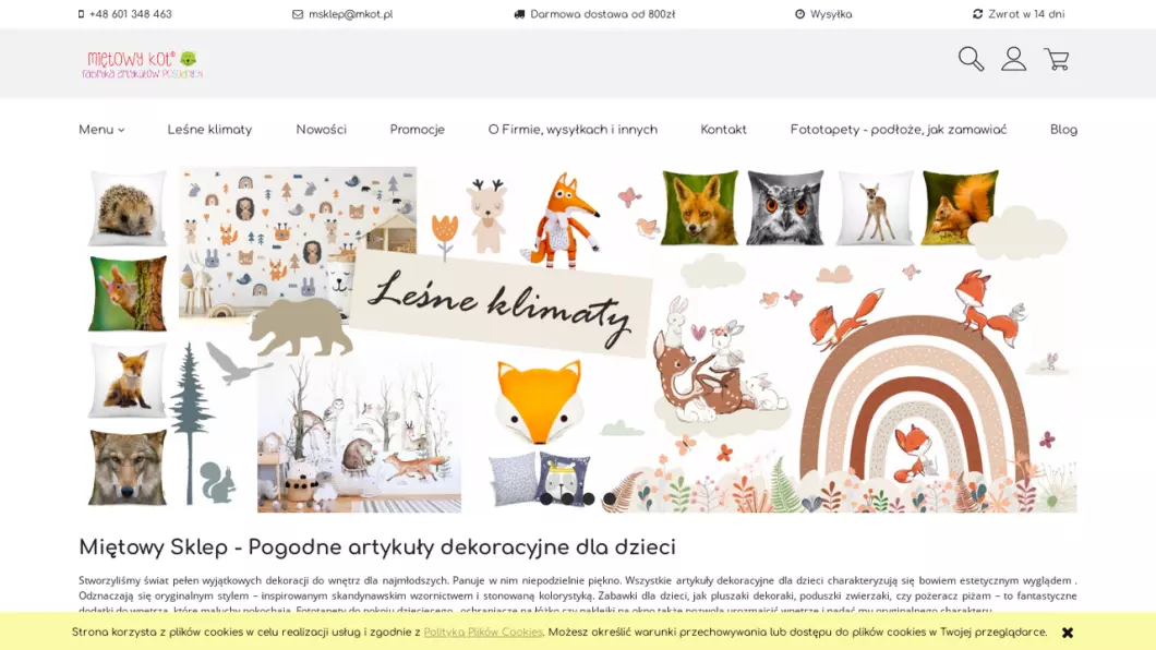 Zrzut ekranu strony firmy Miętowy Kot - Usługi Graficzne