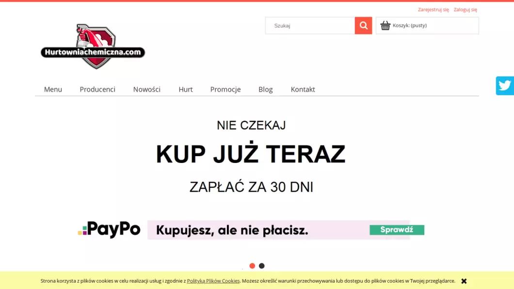 Zrzut ekranu strony firmy Hurtowniachemiczna.com