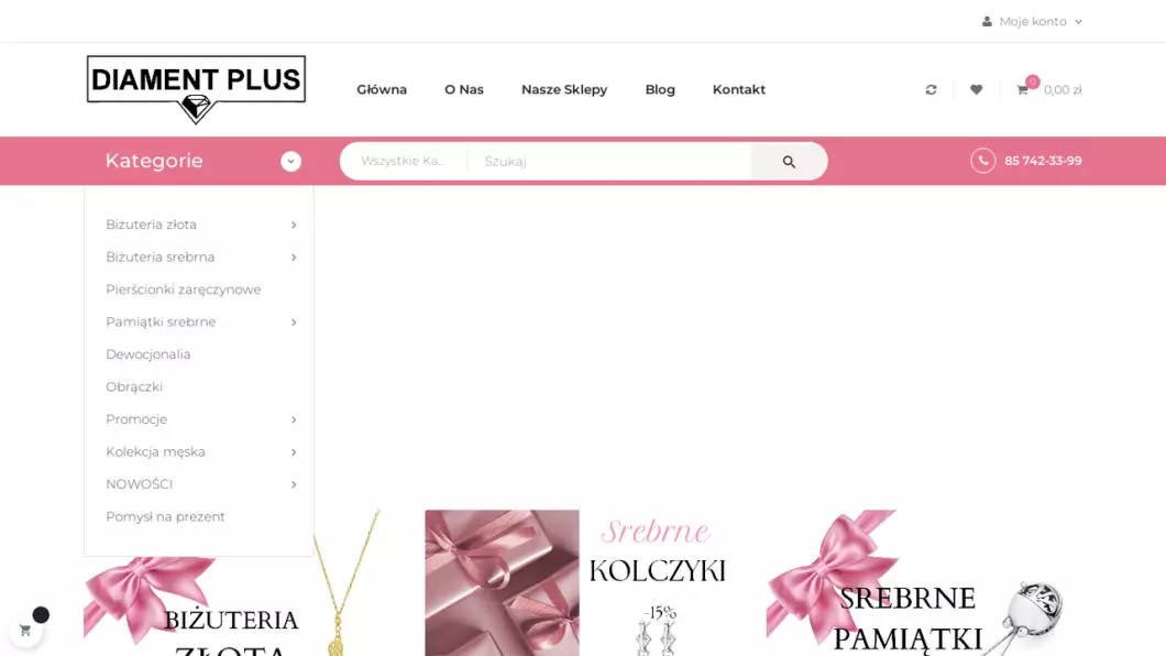 Zrzut ekranu strony firmy Diament Plus