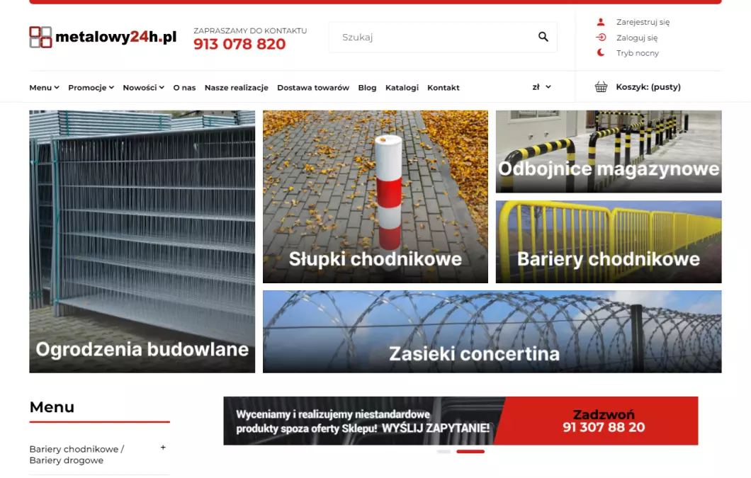 Zrzut ekranu strony firmy Sklep Metalowy24h