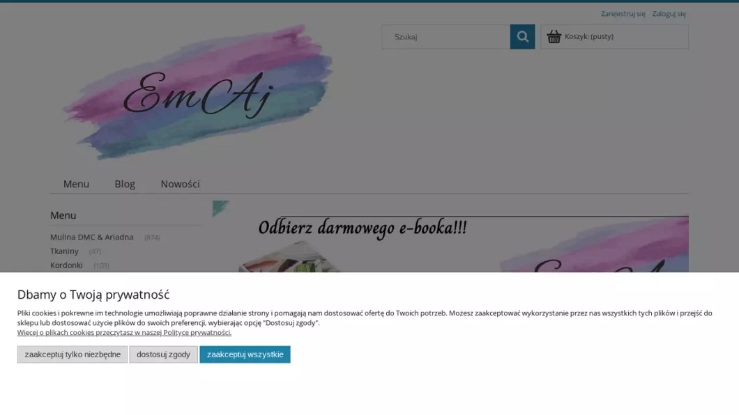 Zrzut ekranu strony firmy Pasmanteria internetowa EmAj