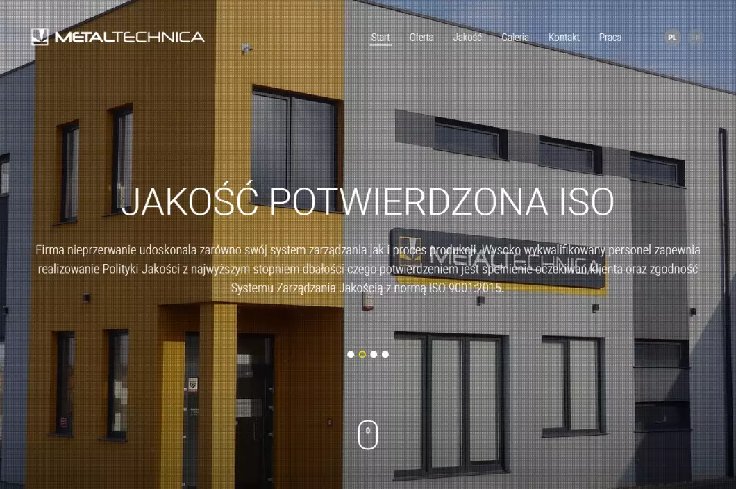 Zrzut ekranu strony firmy Metaltechnica